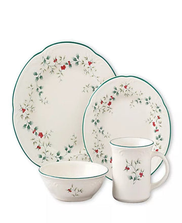 PFALTZGRAFF/LIFETIME BRANDS INC Holiday Pfaltzgraff Winterberry 16-Piece Dinnerware Set, Service for 4 Holiday Classic Collection